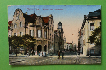 Ansichtskarte AK Düren Rheinland 1920 Postamt Post Cölnstrasse Häuser Architektur Ortsansicht NRW